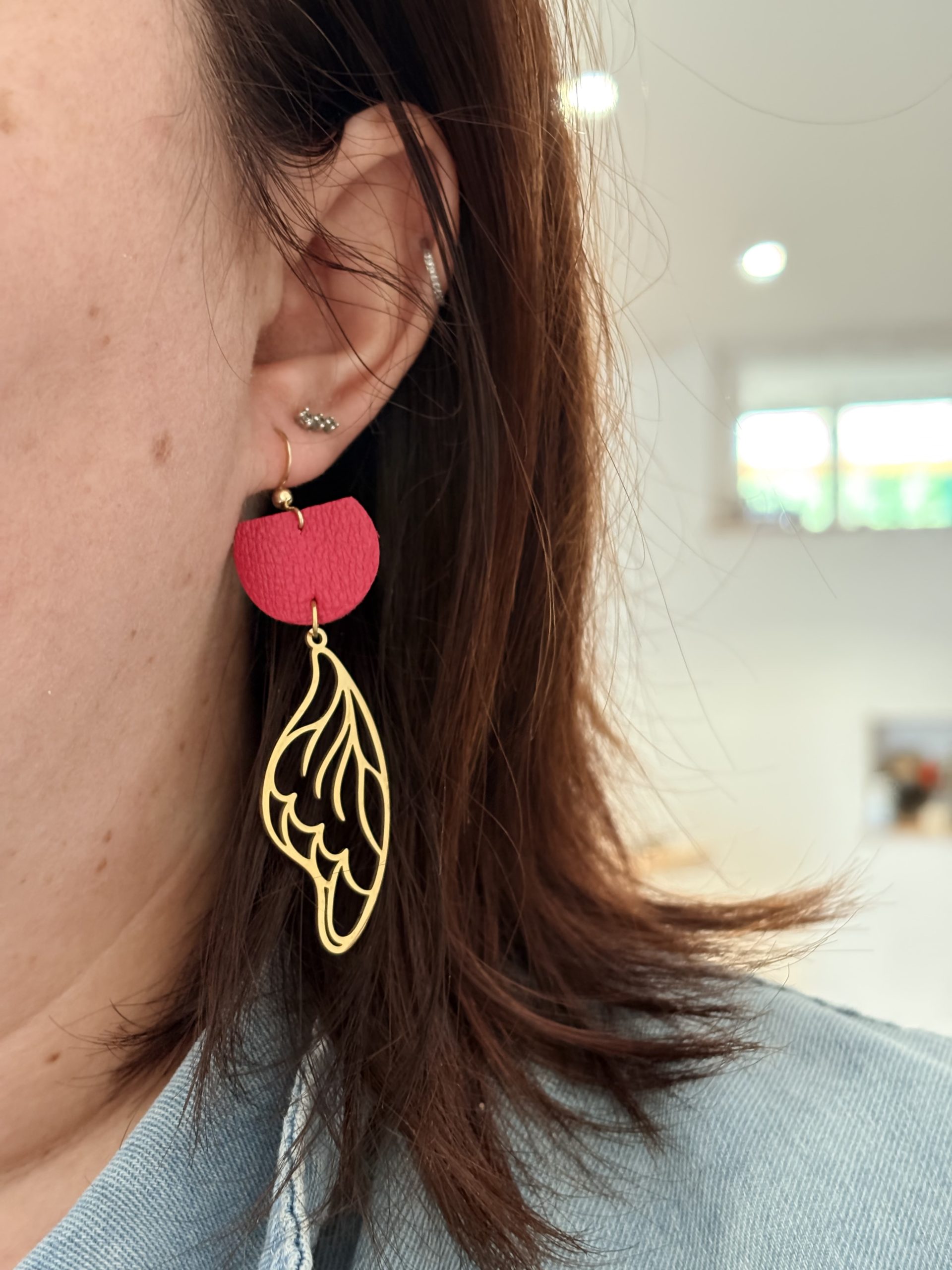 Boucles d'Oreilles en Cuir - Ange – Image 2